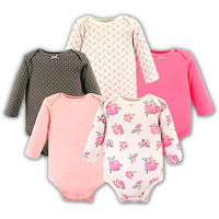 TuddyBuddy Baby Girls 100% Cotton Multi Color Full Sleeves Romper Combo/Bodysuit/Onesies for Baby Girl (Pack of 5 - Full Sleeves Assorted Onesie 18-24 Months / 2 Years Baby Girl)