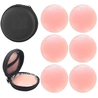 Enclave Nipple Covers Reusable Comfortable & Natural Invisible Adhesive Silicone Pasties for Women Round (Pink). (3 Pair + Storage CASE)