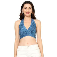 KE KanhaExports Womens Halter Relaxed Fit Top - Chic And Comfortable Fashion For Any Occasion (.Hippie Blue)