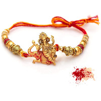 To The Nines Elegant Ganesha Red Rakhi for Beloved Brother with Tilak Material