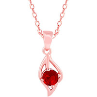 GIVA 925 Silver Rose Gold Falling Dew In Red Pendant With Link Chain|Rakhi Rakshabandhan Gift For Sister Bhabhi,Gifts For Women&Girls|With Certificate Of Authenticity And 925 Stamp|6 Months Warranty*