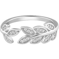 GIVA 925 Silver Anushka Sharma Zircon Leaf Ring, Adjustable | Gifts for Girlfriend, Rakhi Rakshabandhan Gift for Sister Bhabhi , Gifts for Women & Girls | With Certificate of Authenticity and 925 Stamp | 6 Month Warranty*