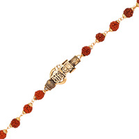Fashion Frill Designer Rakhi For Brother Lord Mahadev Gold Plated Rudraksh Adjustable Bracelet Rakhi For Brother Bhaiya Bhabhi Men Boys Kids