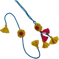 Prapti Handicrafts Handmade Fabric Set of 2 Rakhis Family Combo Rakhi for Brother Lumba Rakhi for Bhabhi Bhaiya Bhai Rakhi for Brother With Roli Chawal (Yellow -Combo)