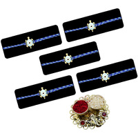 Saugat Traders Kachua Evil Eye Rakhi for Brother Set of 5 with Roli Chawal Chopra - Tortoise Evil Eye Rakhi - Turtle Rakhi - Good Luck Rakhi