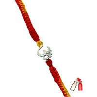 SJ SHUBHAM JEWELLERS 925 Sterling Silver Rakhi for brother Small Om(N) Bracelet Raksha Bandhan Pure Cotton For Men, Boys, Kids Rakhi With Roli Chawal