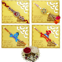 Saugat Traders Designer Family Rakhi Set of 4 For Bhaiya-Bhabhi and 2 Kids- Rakhi-Rakshabandhan-Gift For Brother-Bhai-Bhaiya and Roli Chawali Chopra