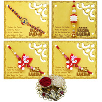 Saugat Traders Designer Rakhi Set Of 4 For Bhaiya-Bhabhi and 2 Kids- Rakhi-Rakshabandhan-Gift For Brother-Bhai-Bhaiya and Roli Chawali Chopra