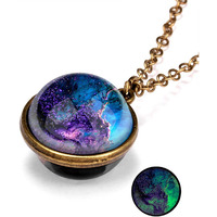 Young & Forever Rakhi Gift Friendship Day Gifts Special Glow In Dark Necklace Universe Galaxy Nebula Space Pendant Necklace Fashion Noctilucent Jewelry Unique Gift For Women & Men