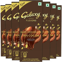 Galaxy Fusions Smooth Dark Chocolate Bar, Rakhi Gift Pack, Made with 70% Cocoa, Luxuriously Smooth & Deliciously Intense Chocolate, 56g, Pack of 7