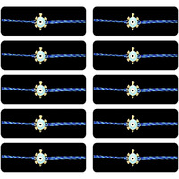 Saugat Traders Kachua Evil Eye Rakhi for Brother Set of 10 with Roli Chawal - Tortoise Evil Eye Rakhi - Turtle Rakhi - Good Luck Rakhi