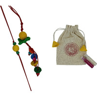 Prapti Handicrafts Handmade Embroidery Crochet Rakhi for Bhai/Bhabhi with Roli Chawal (Pack of 2)