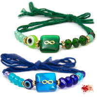 To The Nines Evil Eye Rakhi/Band for Beloved Brother (Set of 2 rakhi) with Tilak Material