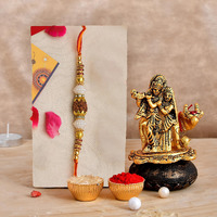 CraftVatika Rakhi Gift for Brother Boy Men Rakhi with Radha Krishna Idol Gift- Rakhi Gift Combo Set for Bhaiya Rakshabandhan Gift