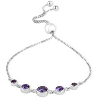 ACPL 925 Sterling Silver BIS Hallmarked Fancy Modern Amethyst Purple Zircon Stone Sliding Bolo Bracelets Gift for Women and Girls | Rakhi Gift for Sister