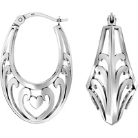 LeCalla 925 Sterling Silver BIS Hallmarked Antique Filigree Cut-Out Hoop Earring for Girls and Women | Rakhi Gift for Sister