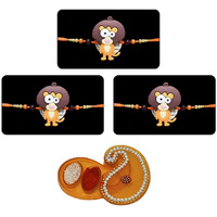 Saugat Traders Kids Rakhi Pack Of 3 With Roli Chawal Chopra Pack-Cartoon Character - Younger Brother - Kid Boy - Girl - Brother Kid
