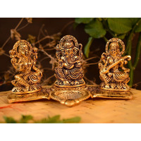 Collectible India Lakshmi Ganesha Saraswati with Diya Diwali Statue Idol - Puja Deepak- Showpiece Oil Lamp Diya Decorations (Set of 10)