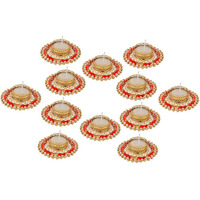 AccessHer Acrylic Diwali Diya Tealight Candle Holder/Diwali Home Decoration/Diwali /Colorful Indian Decoration for Festivals Set of 12