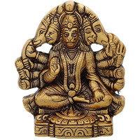 Chhariya Crafts Metal Panchmukhi Hanuman ji Murti Bajrangbali Idol Door Entrance Statue for Home Decor Gifting Protection from Evil Eye Decorative Showpiece - 16 cm (Metal, Gold)