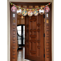 Saugat Traders Pichwai Cow with Lotus Toran for Pooja Room & Home Decor - Lord Ganesha/Ganpati Toran - Traditional Toran for Entrance Door - Moti/Beads Bhandwar - Office Door Toran