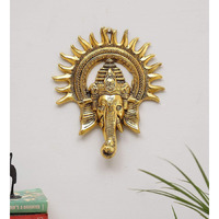 CHHARIYA CRAFTS Metal Ganesh Wall Hanging for Wall Decor Festival Home Decor Pooja Room Temple Gift for Family,Friends, Housewarming Showpieces- 22 cm (Golden)