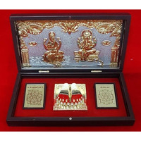 KUSHAL CREATIONS 24K Gold Plated Religious Frame Photo Frame with Charan Paduka Return Gifts for Home Puja Office (LAXMI GANESH)