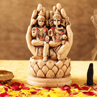 TIED RIBBONS Decorative Lakshmi Laxmi Ganesh Murti Idol Statue Showpiece (Multi, 15 cm x 9 cm) - Decoration Items for Home Decor Mandir Temple Pooja Room Living Room Table Office Gifts