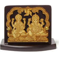Eknoor -Super Carving - Laxmi Ganesh ji with japa mala (Prayer Beads) for Car Dashboard, Puja Ghar and Office