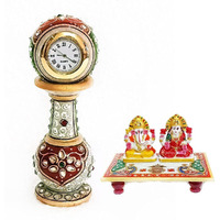 Handicraft Kingdom Clock for Kitchen Decoration Mini Cute Home Bathroom, Office Tabletop Display, Living Room, Bedroom & Bedside Gift with Laxmi Ganesh Chowki| Approx Size 2x6Inch & Wt 600Gm PackOf 5
