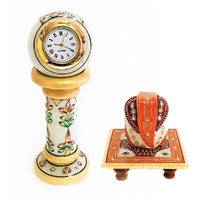 Handicraft Kingdom Small Analog Clock for Study Table & Kids Boys Girls Students with Ganesh Chowki| Approx Size (2 x 6 Inch) & Wt (600 Gm) Pack of 4