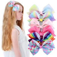 PALAY Girls Hair Bows Alligator Clips Unicorn Grosgrain Ribbon Barrettes Accessories - 6 Pieces, Multicolor
