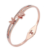 Yellow Chimes Rosegold Bracelet for Women Elegant Dual Butterfly Stainless Steel Rose Gold Plated Kadaa Bracelet for Women and Girls Valentine Gift for Girls