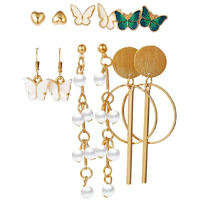 Yellow Chimes Earrings Set for Women Gold Plated Butterfly Design Combo of 6 Pairs Stud Danglers Earrings for Women and Girls