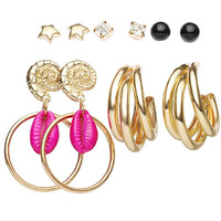 Yellow Chimes Combo Earrings for Women Set of 5 Pairs Gold Plated Combo Studs Hoop Earrings Set For Women And Girls