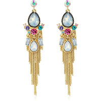 Yellow Chimes Latest Modal Multi Color Crystal Elements long Chain Tassel Earrings For Women