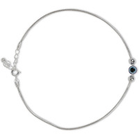 NEMICHAND JEWELS Pure 925 Silver Evil Eye Ball Anklet Payal for Women (1PC) (10 inch + extention)