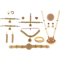 UG PRODUCTS Golden Copper Bharatanatyam Dance Complete Jewellery Set for Women