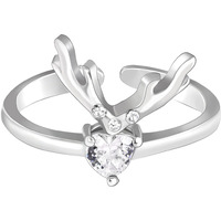 GIVA 925 Silver Deer Heart Ring, Adjustable | Rakhi Rakshabandhan Gift for Sister Bhabhi, Gifts for Women & Girls | With Certificate of Authenticity and 925 Stamp | 6 Months Warranty*