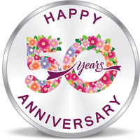 ACPL Precious Moments BIS Hallmarked Silver Coin 50th Happy Anniversary Floral Design 50 gm 999 Pure