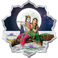 ACPL Precious Moments BIS Hallmarked Radha Krishna lotus Design 50 Gram 999 Pure Silver Coin with Gift Box