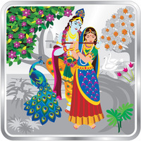 ACPL Precious Moments Bis Hallmarked Radha Krishna Square Silver Coin 50 Gram 999 Purity