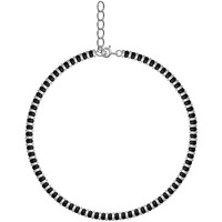 Nemichand Jewels Pure 925 Sterling Silver Nazariya Anklet Payal for Women (Black)