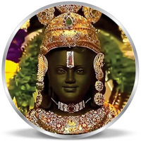 Precious Moments 50 Gram Silver Coin Ram Lalla | Ram Mandir | Ayodha Temple | Colorful Designs 999 Pure BIS Hallmarked with Gift Box by ACPL