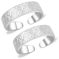 Silver Chest 925 Sterling Silver Toe Ring Pair For Womens Elegant Self Design Silver Bands