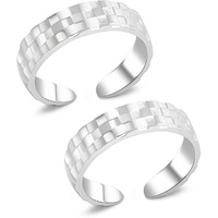 Silver Chest 925 Sterling Silver Toe Ring Pair For Womens Elegant Self Design Silver Bands