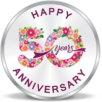 ACPL Precious Moments BIS Hallmarked 50th Happy Anniversary Floral Design Silver Coin 20 Gram 999 Pure