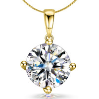 HighSpark Women 925 Silver Solitaire Pendant With Chain In Gold Finish | 92.5 Sterling Silver & Diamond Like Brilliance Sparkling Zirconia For That Stunning Shine | Lovely Gift - Gold 8Mm
