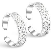 Silver Chest 925 Sterling Silver Toe Ring Pair For Women Elegant Self Design Silver Bands(Pair of 2)