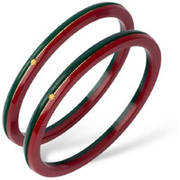 Hem Jewels by Ashok Jewellers 22kt (916) Yellow Gold Handmade Pola Bangles/Wedding Chooda/Churas for Women with Purity Certificate (Set of 2pcs) - Red Green (2.8 Aani)